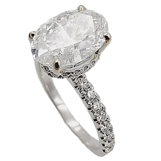 18K White Gold 1.84ct Engagement Ring with Lab Grown Oval Diamond.