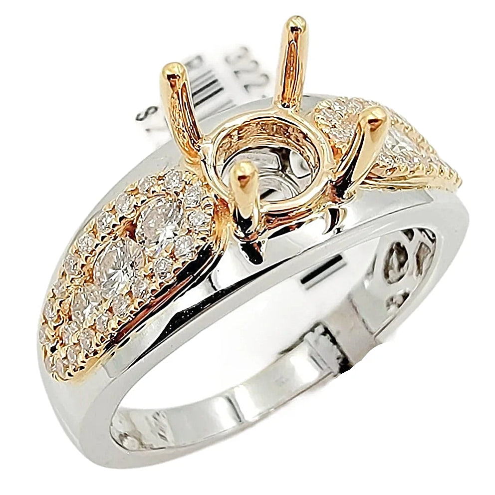 18K White / Rose Gold Engagement Ring Setting.