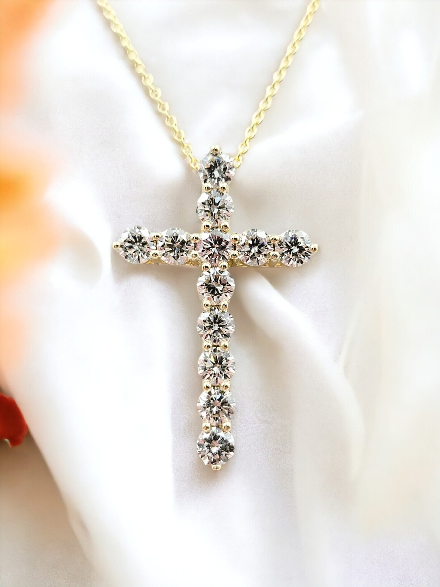 14k 2.27ct Lab Grown Diamond Cross