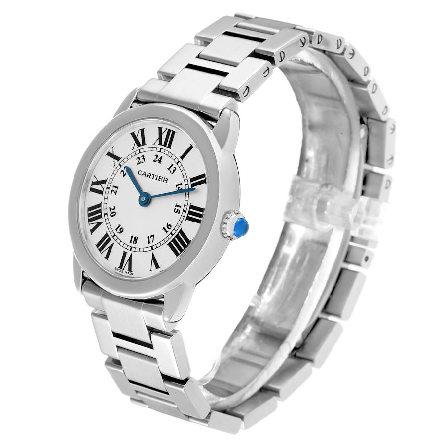 Ladies Cartier 29mm Ronde Solo Stainless Steel Watch with Roman Numeral Silver Dial and Smooth Bezel. (Pre-Owned)
