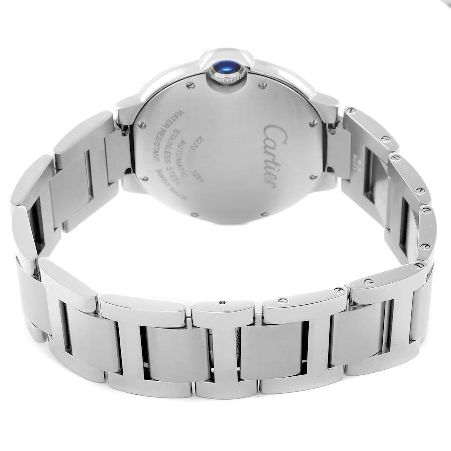 *Ladies Cartier 36mm Ballon Bleu Automatic Stainless Steel Watch with Roman Numeral Silver Dial and Smooth Bezel. (Pre-Owned)