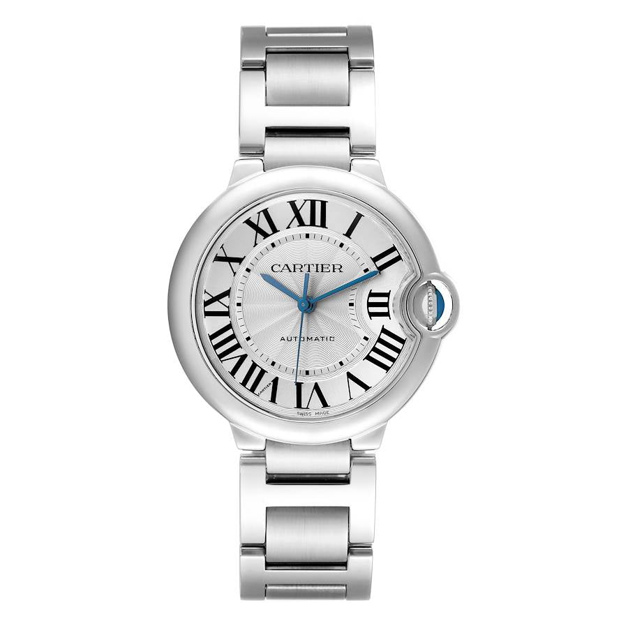 *Ladies Cartier 36mm Ballon Bleu Automatic Stainless Steel Watch with Roman Numeral Silver Dial and Smooth Bezel. (Pre-Owned)
