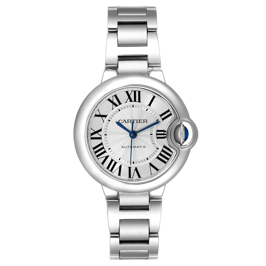 Ladies Cartier 36mm Ballon Bleu Automatic Stainless Steel Watch with Roman Numeral Silver Dial and Smooth Bezel. (Pre-Owned W6920071)