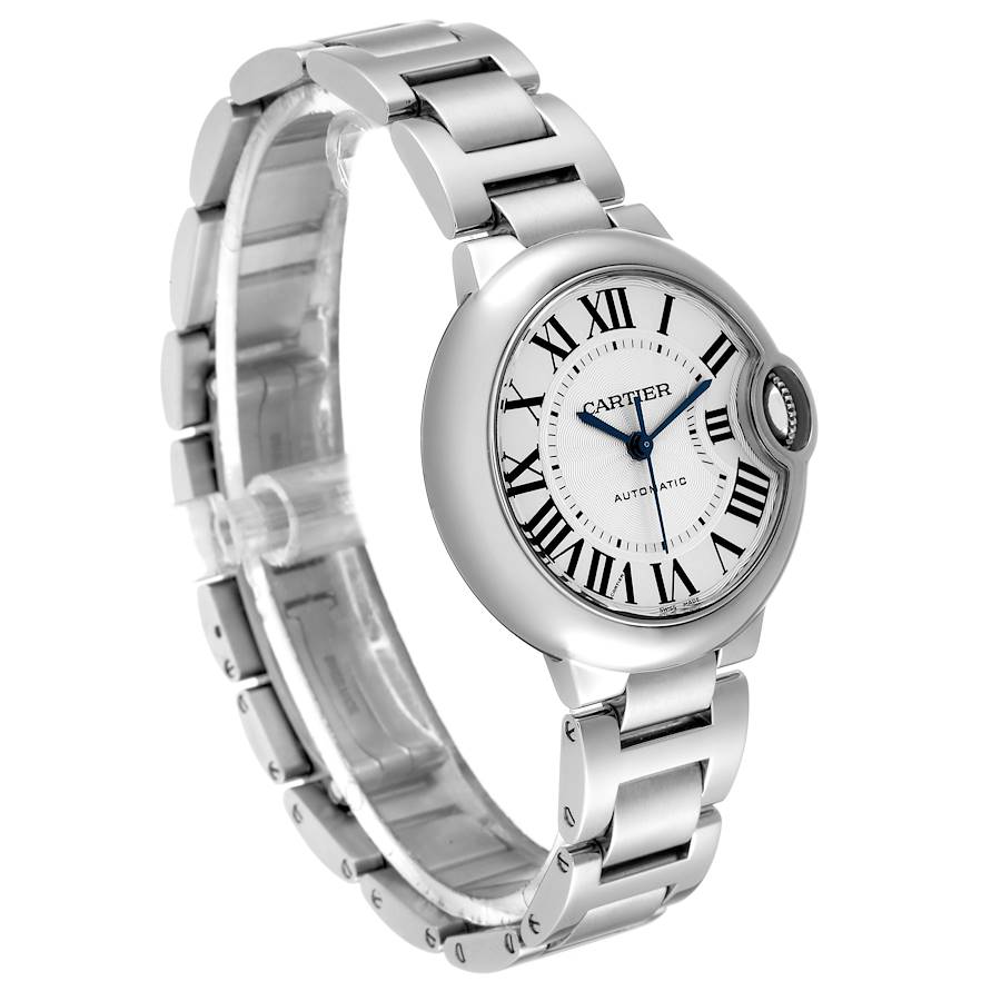 Ladies Cartier 36mm Ballon Bleu Automatic Stainless Steel Watch with Roman Numeral Silver Dial and Smooth Bezel. (Pre-Owned W6920071)