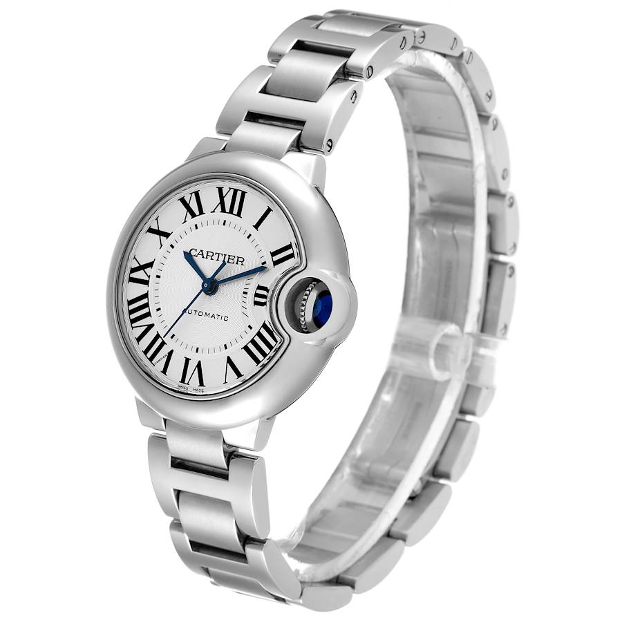 Ladies Cartier 36mm Ballon Bleu Automatic Stainless Steel Watch with Roman Numeral Silver Dial and Smooth Bezel. (Pre-Owned W6920071)