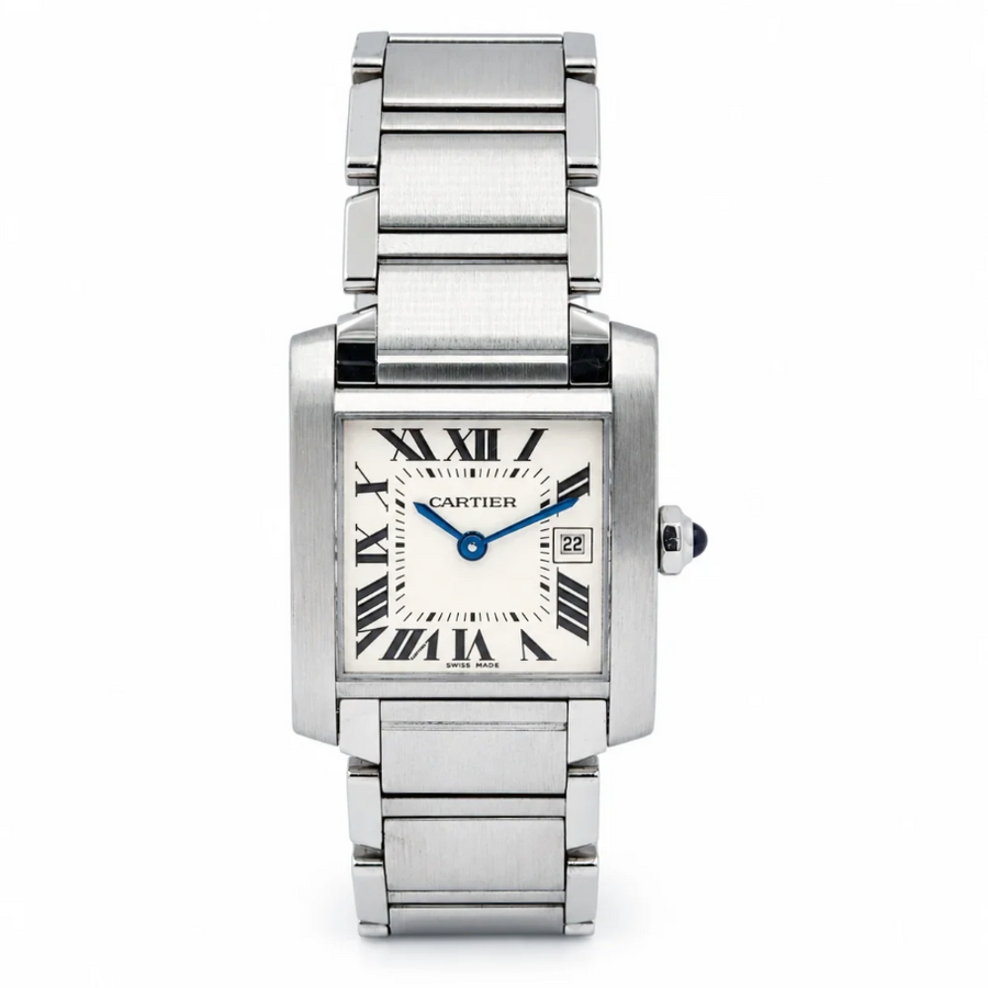 *Ladies Midsize Cartier Tank Francaise Stainless Steel Watch In Matte Finish. (Pre-Owned 2465)