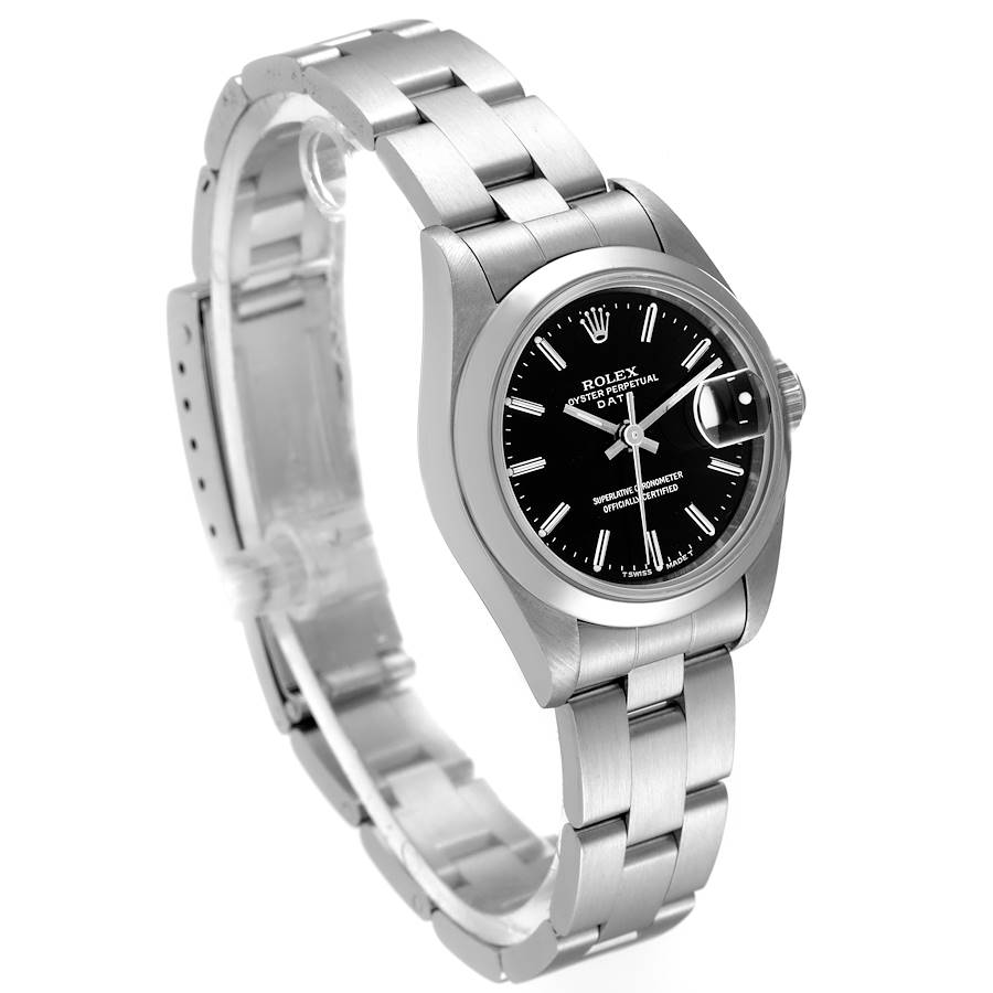 Ladies Rolex 26mm DateJust Stainless Steel Wristwatch with Black Dial & Smooth Bezel. (Pre-Owned 69160)