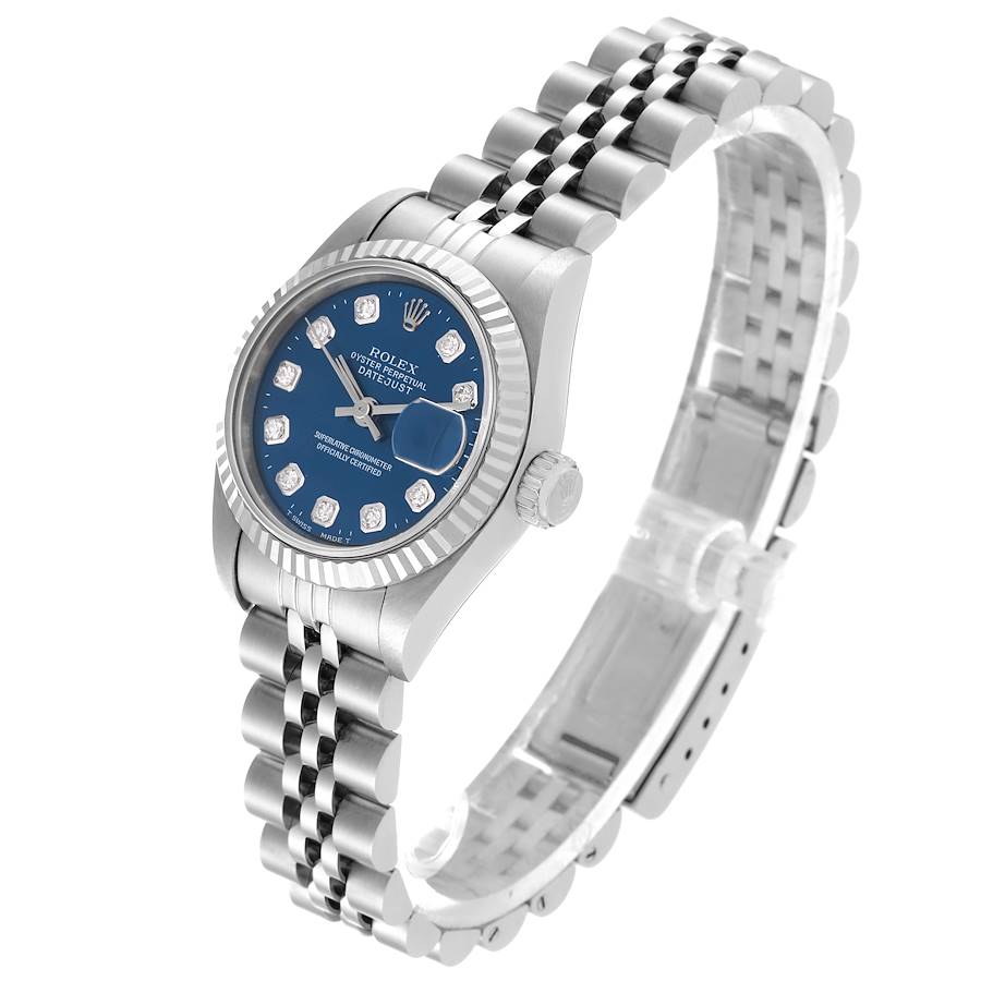 2000 Ladies Rolex 26mm DateJust Stainless Steel Watch with Blue Diamond Dial and Fluted Bezel. (Pre-Owned 69174)