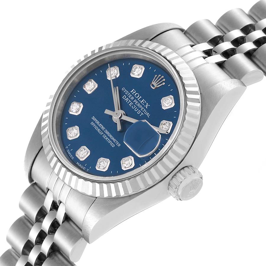 2000 Ladies Rolex 26mm DateJust Stainless Steel Watch with Blue Diamond Dial and Fluted Bezel. (Pre-Owned 69174)