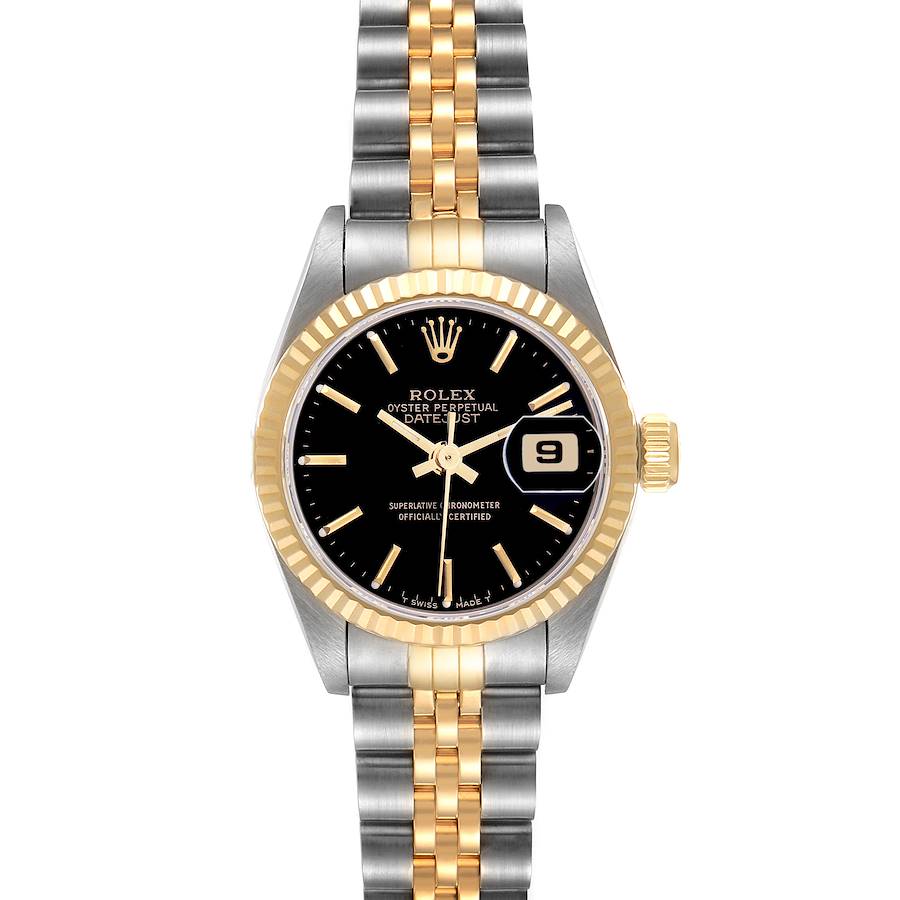 1997 Ladies Rolex 26mm Datejust Two Tone 18K Yellow Gold / Stainless Steel Watch with Black Dial and Fluted Bezel. (Pre-Owned 69173)