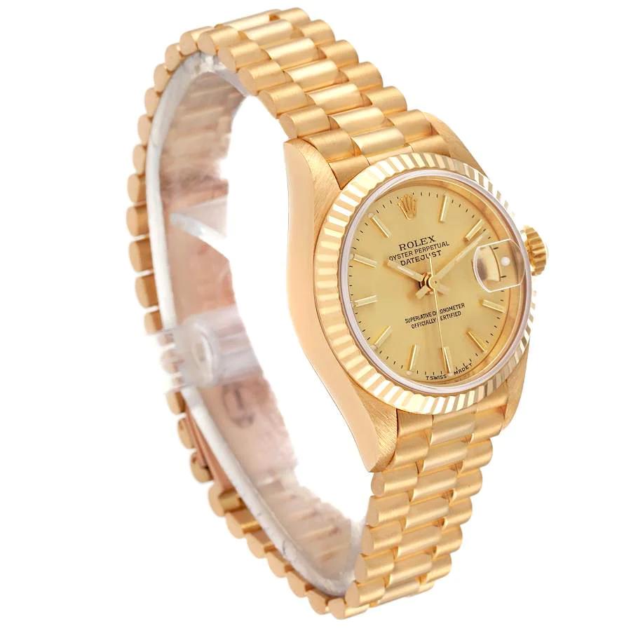 Ladies Rolex 26mm Presidential 18K Yellow Gold Watch with Gold Dial and Fluted Bezel. (Pre-Owned 6917)