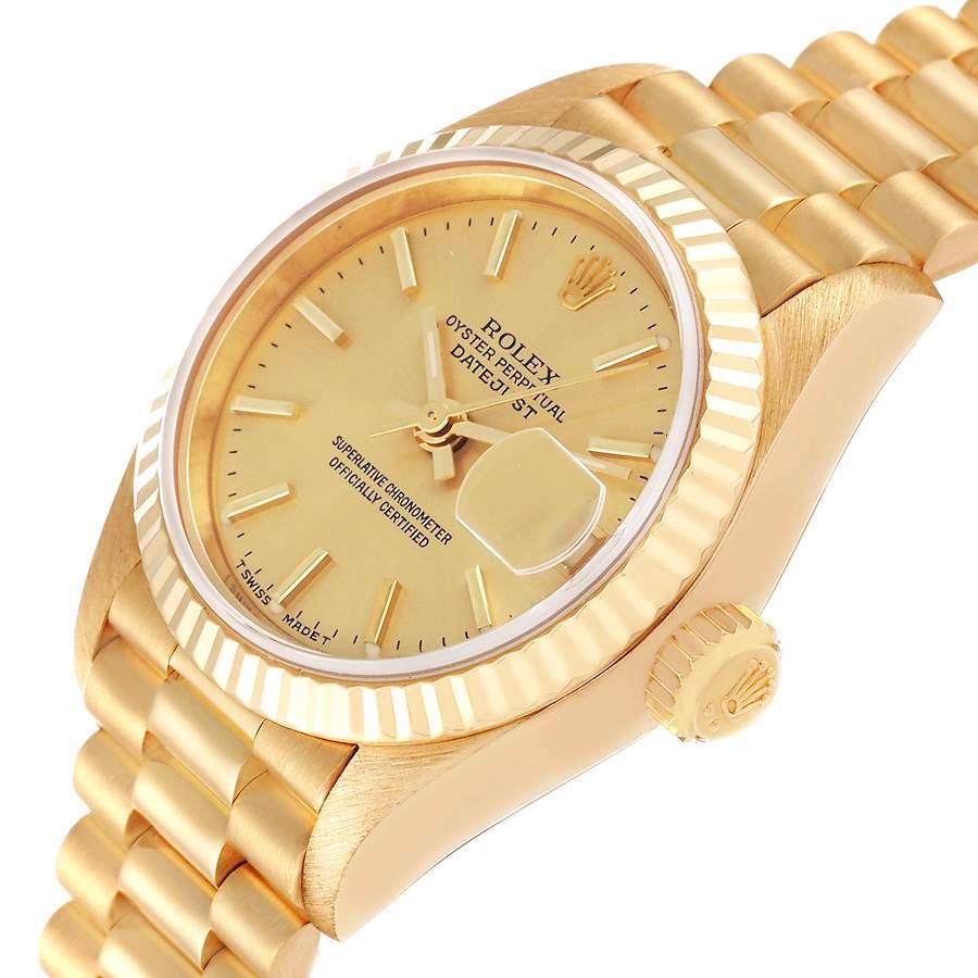 Ladies Rolex 26mm Presidential 18K Yellow Gold Watch with Gold Dial and Fluted Bezel. (Pre-Owned 6917)