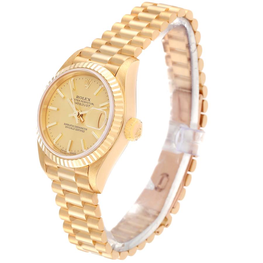 Ladies Rolex 26mm Presidential Solid 18K Yellow Gold Watch with Gold Dial and Fluted Bezel. (Pre-Owned)