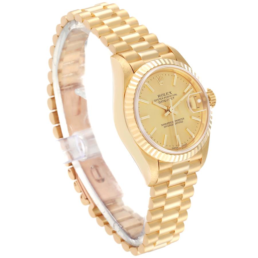 Ladies Rolex 26mm Presidential Solid 18K Yellow Gold Watch with Gold Dial and Fluted Bezel. (Pre-Owned)