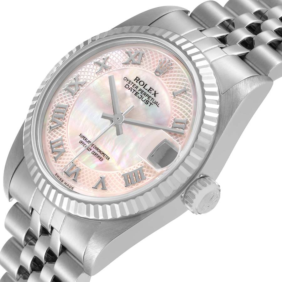 Ladies Rolex 31mm Midsize DateJust Stainless Steel Watch with Pink Mother of Pearl Dial and Fluted Bezel. (Pre-Owned 78274)