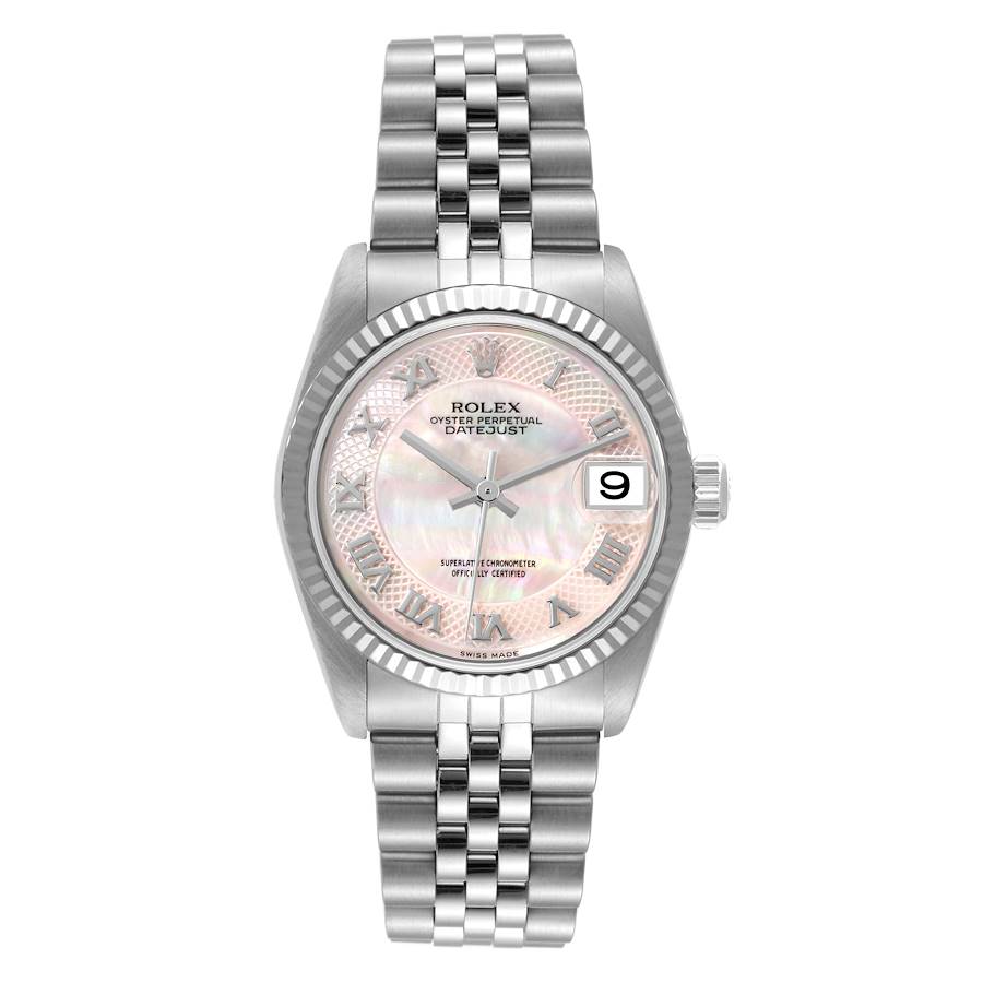 Ladies Rolex 31mm Midsize DateJust Stainless Steel Watch with Pink Mother of Pearl Dial and Fluted Bezel. (Pre-Owned 78274)