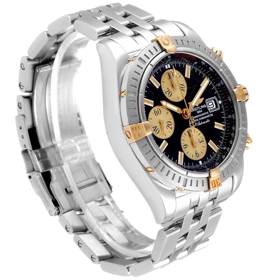 Men's Breitling 40mm 18K Yellow Gold / Stainless Steel Wristwatch with Black Chronograph Dial. (Pre-Owned)