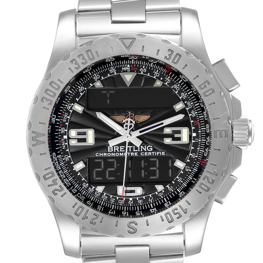 Men's Breitling 44mm GMT Airwolf Stainless Steel Watch with Grey Chronometre Dial. (Pre-Owned A78363)