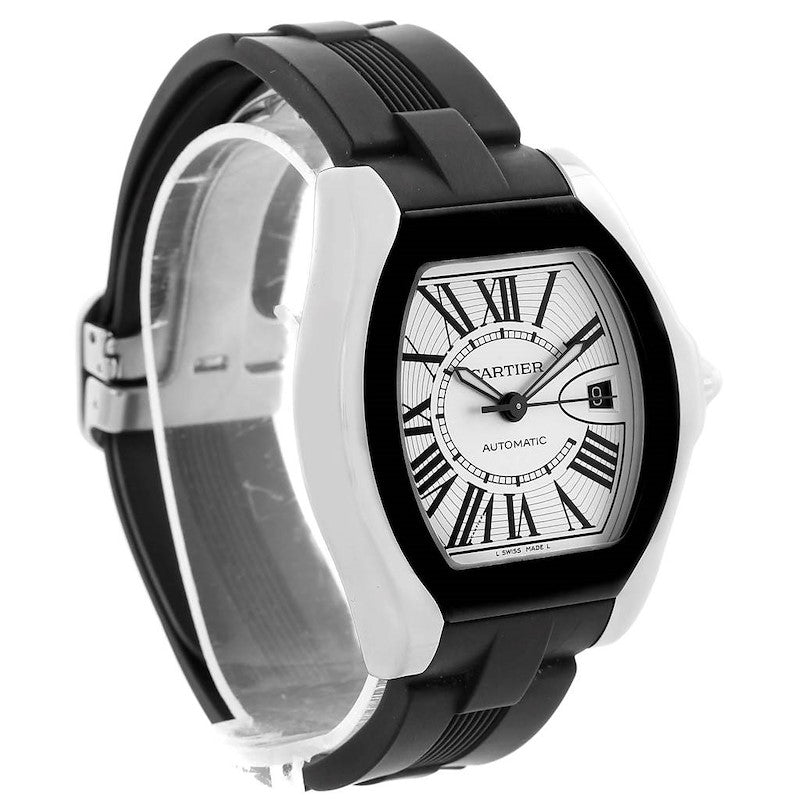 Men's Cartier 40mm x 46mm Roadster Automatic Watch with Black Strap and Silver Dial. (Pre-Owned 3312)