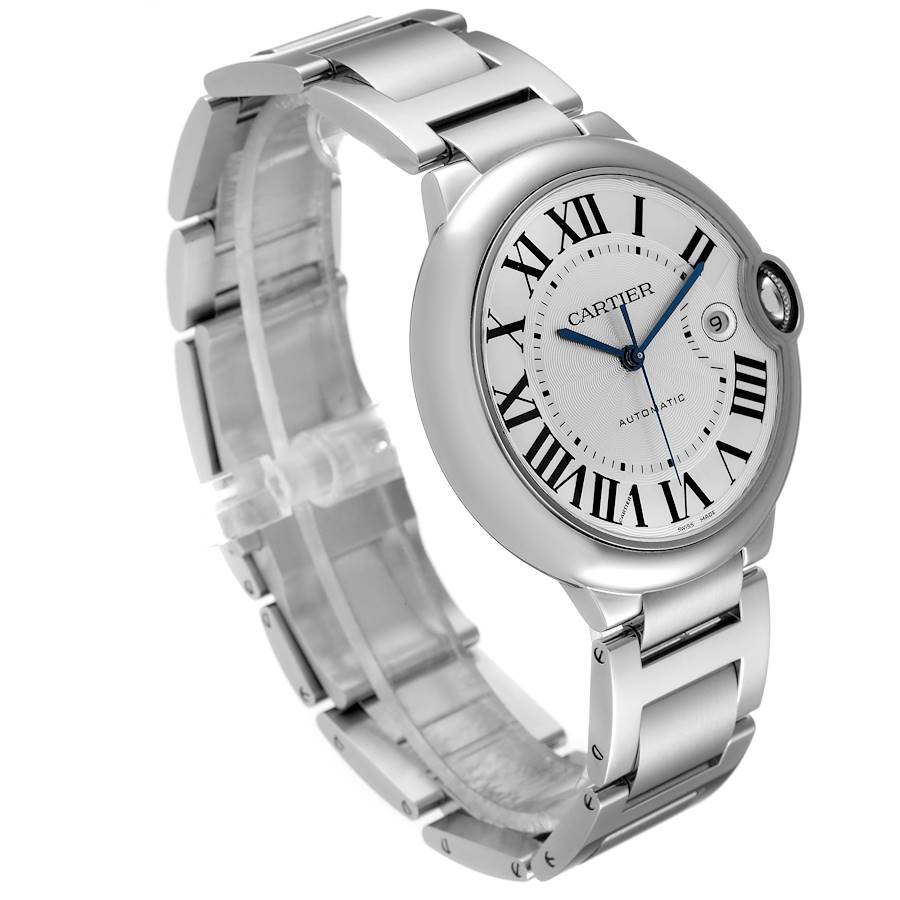 Men's Cartier 42mm Ballon Bleu Automatic Stainless Steel Watch with Roman Numeral Silver Dial and Smooth Bezel. (Pre-Owned W69012Z4)