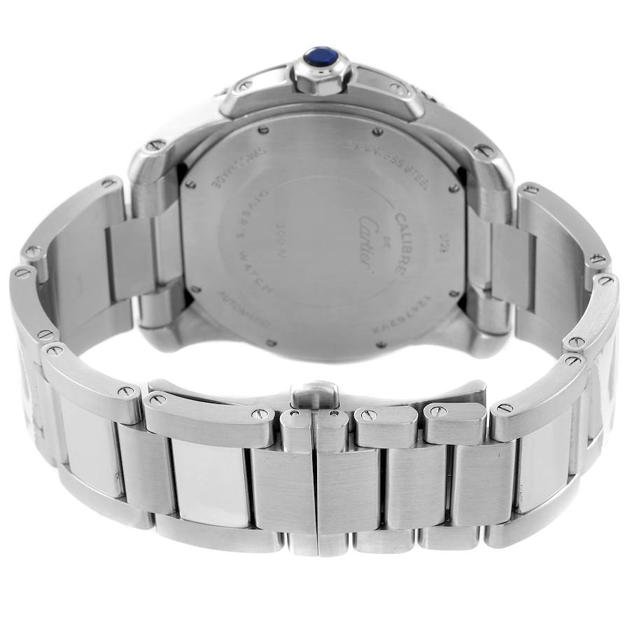 Men's Cartier 44mm Calibre Automatic Stainless Steel Watch with Roman Numeral Black Dial and Rotating Bezel. (Pre-Owned W7100057)