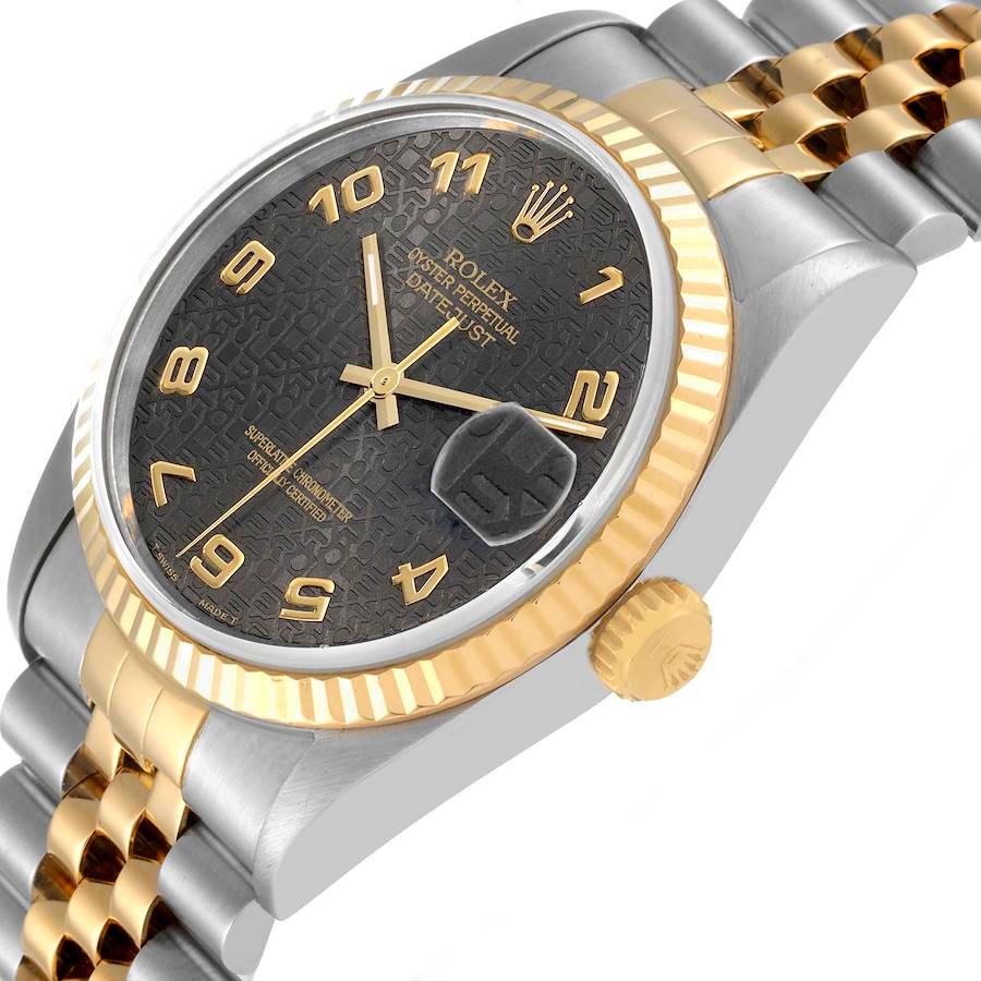 Men's Rolex 36mm DateJust Two Tone 18K Gold / Stainless Steel Watch with Brown 3D Anniversary Dial and Fluted Bezel. (Pre-Owned 16233)