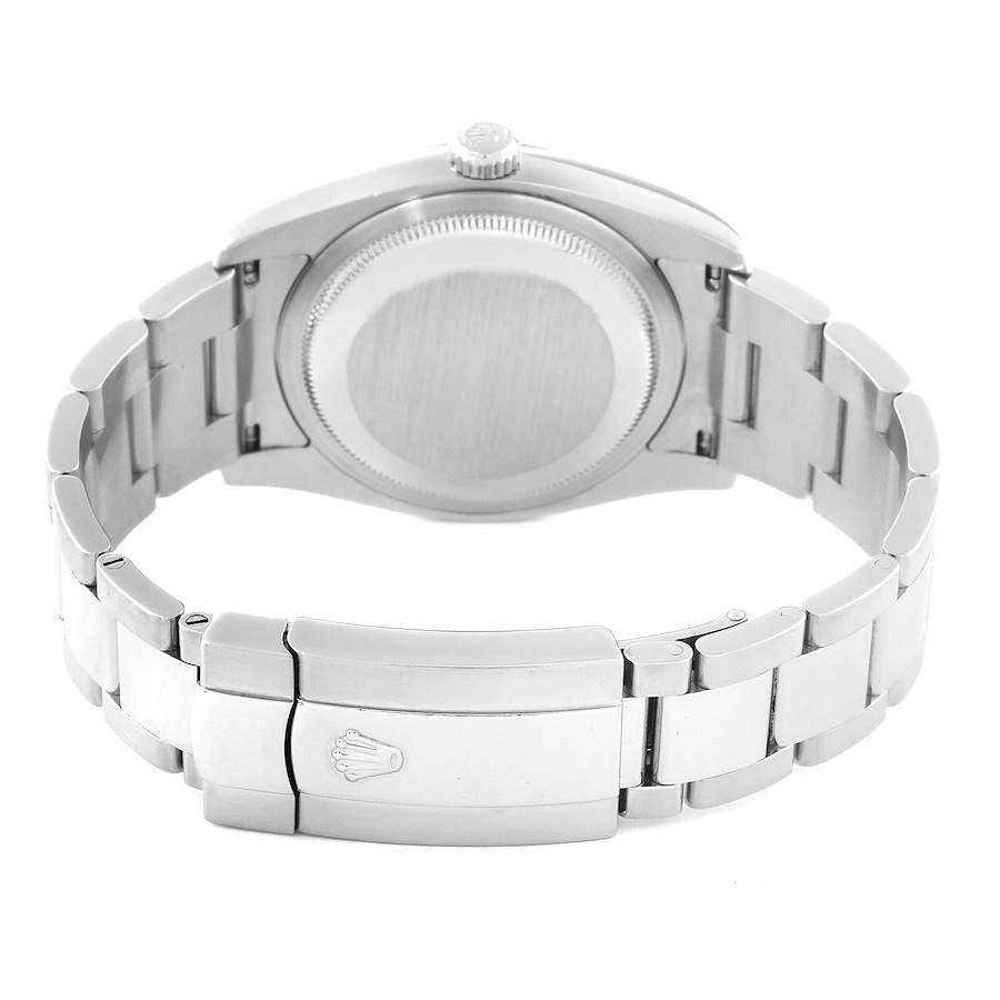 Men's Rolex 36mm Oyster Perpetual DateJust Stainless Steel Watch with Roman Numeral Black Dial and Smooth Bezel. (Pre-Owned 116200)
