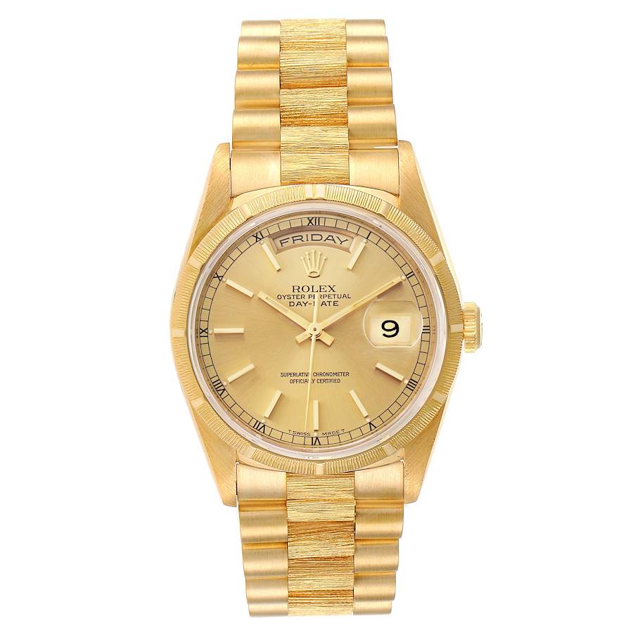 Men's Rolex 36mm Presidential 18K Yellow Gold Watch with Gold Dial and Fluted Bezel. (Pre-Owned)