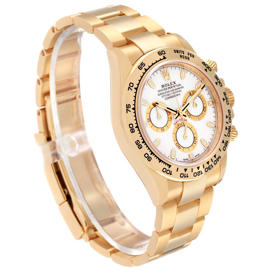 Men's Rolex 40mm Daytona 18K Solid Yellow Gold Watch with White Chronograph Dial. (Pre-Owned 165288)