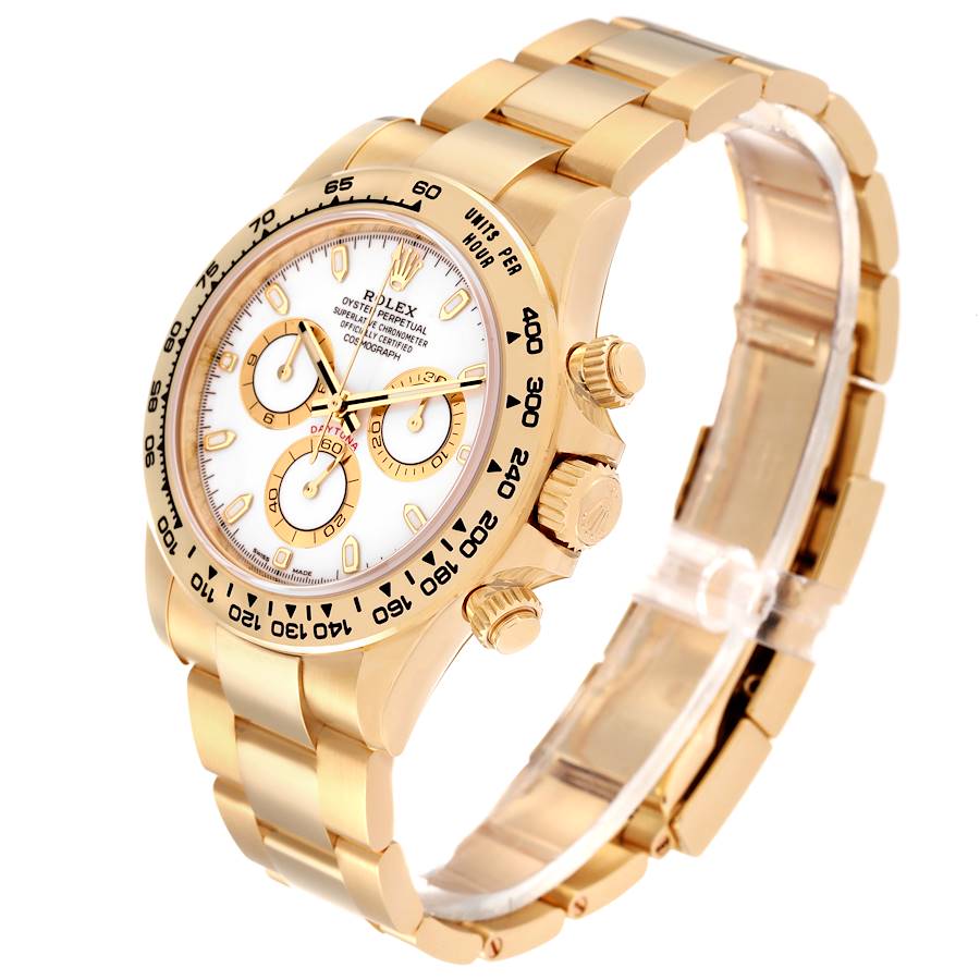 Men's Rolex 40mm Daytona 18K Solid Yellow Gold Wristwatch with White Chronograph Dial. (Pre-Owned 16528)