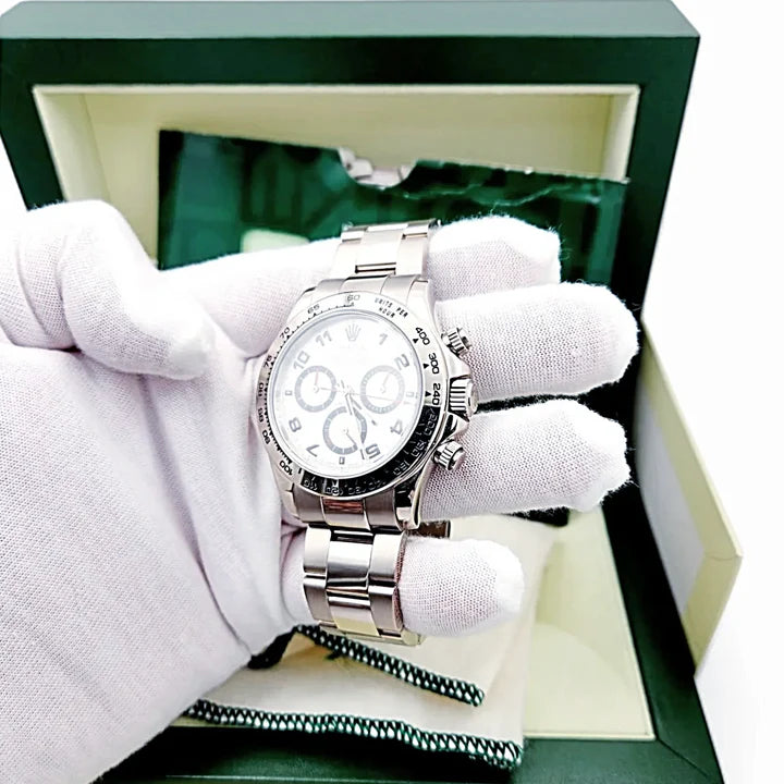Men's Rolex 40mm Daytona - 18K White Gold Watch with Silver Chronograph Dial. (Pre-Owned 116509)