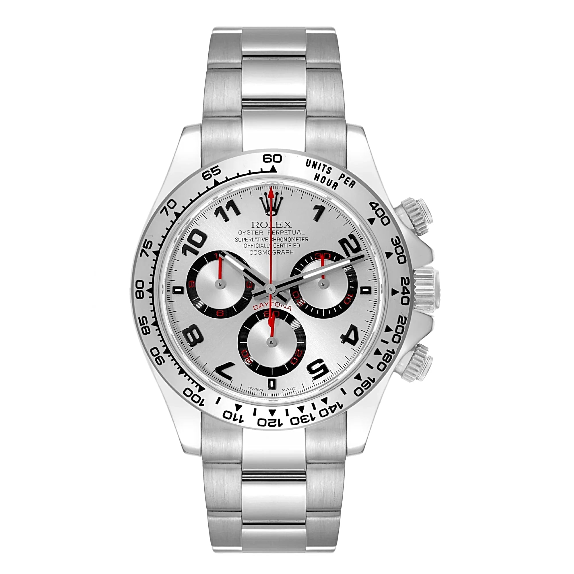 Men's Rolex 40mm Daytona - 18K White Gold Wristwatch with Silver Chronograph Dial. (Pre-Owned 116509)