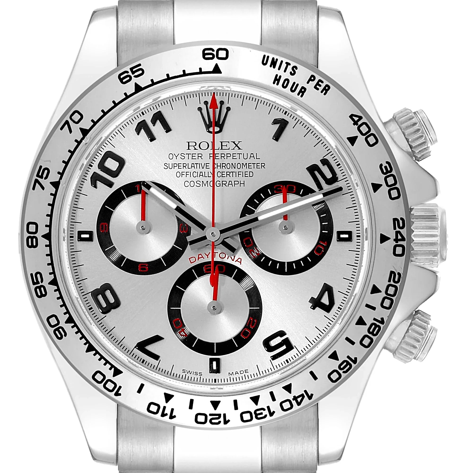 Men's Rolex 40mm Daytona - 18K White Gold Watch with Silver Chronograph Dial. (Pre-Owned 116509)