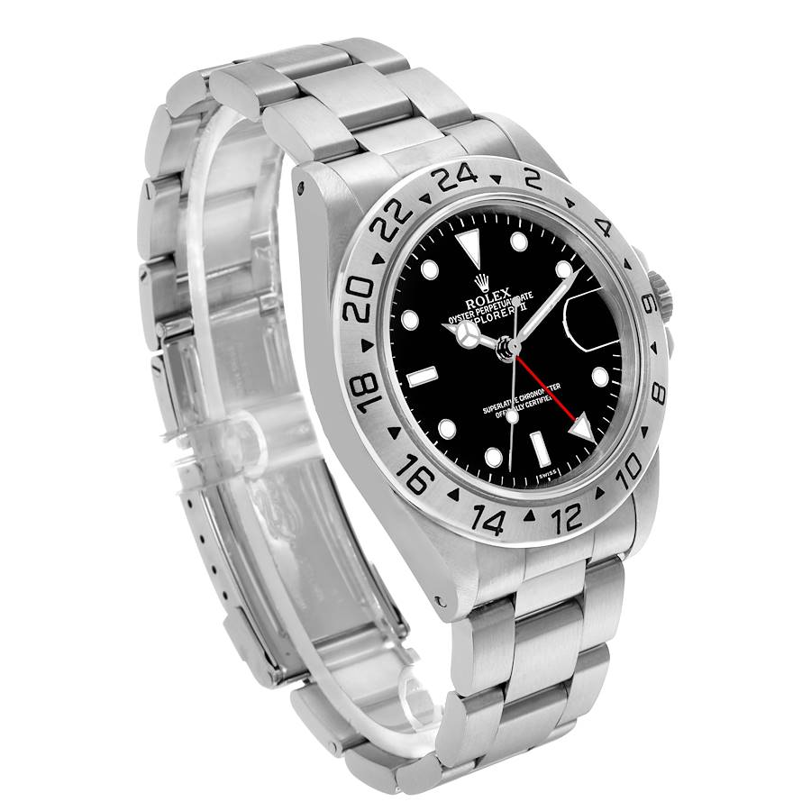 Men's Rolex 40mm Explorer II Stainless Steel Watch with Oyster Band and Black Dial. (Pre-Owned 16570)