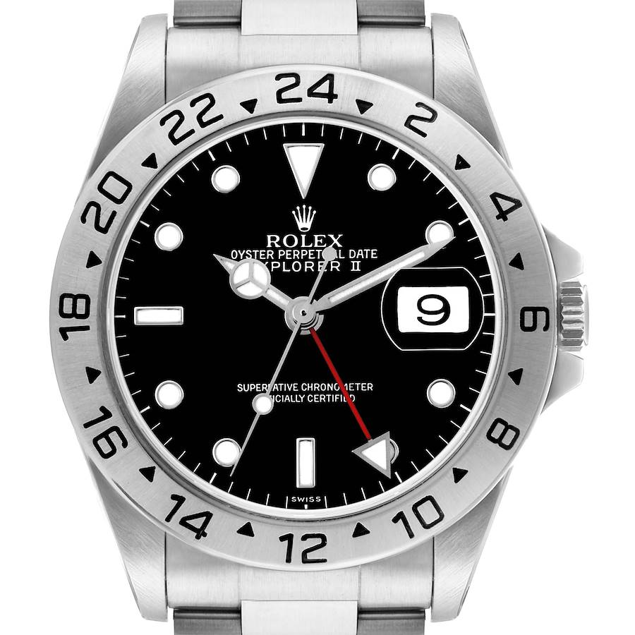 Men's Rolex 40mm Explorer II Stainless Steel Watch with Oyster Band and Black Dial. (Pre-Owned 16570)