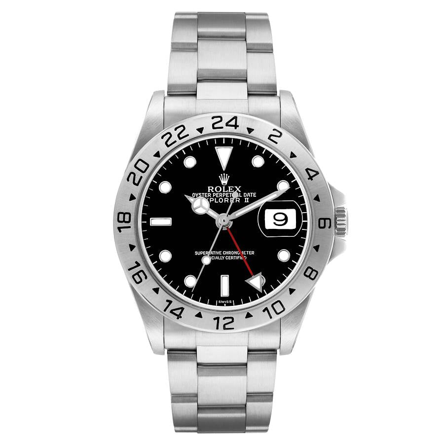 Men's Rolex 40mm Explorer II Stainless Steel Watch with Oyster Band and Black Dial. (Pre-Owned 16570)
