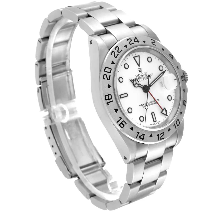 Men's Rolex 40mm Explorer II Stainless Steel Watch with Oyster Band and White Dial. (Pre-Owned 16570)