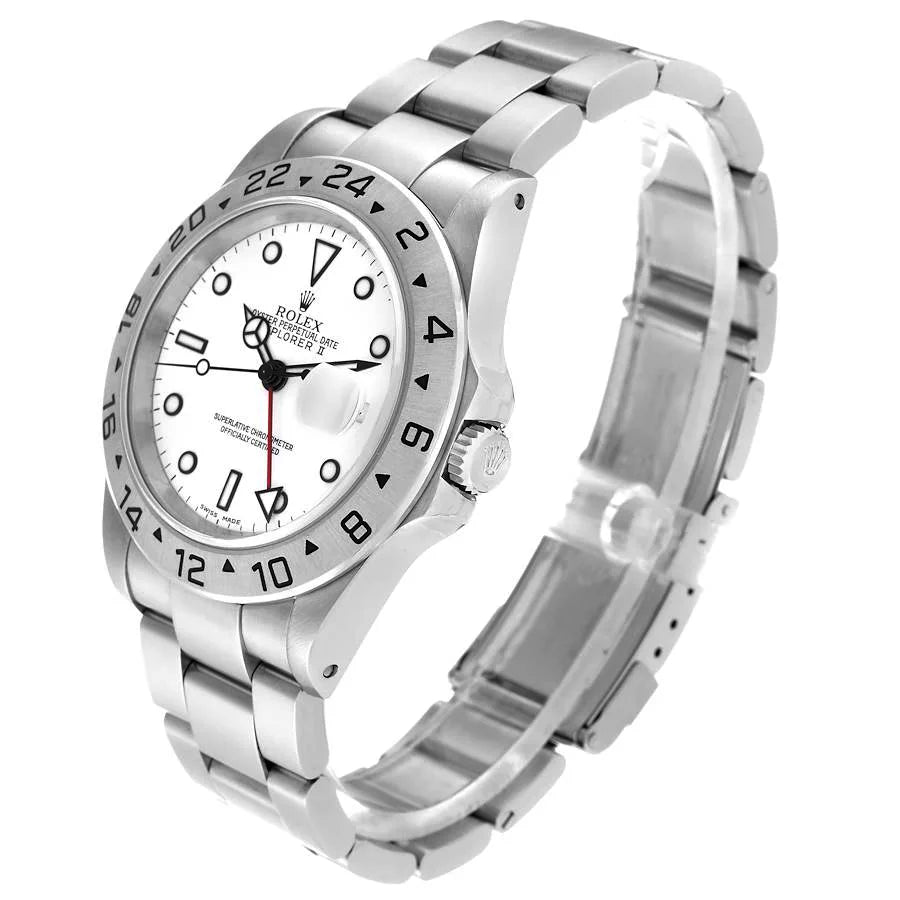 Men's Rolex 40mm Explorer II Stainless Steel Watch with Oyster Band and White Dial. (Pre-Owned 16570)