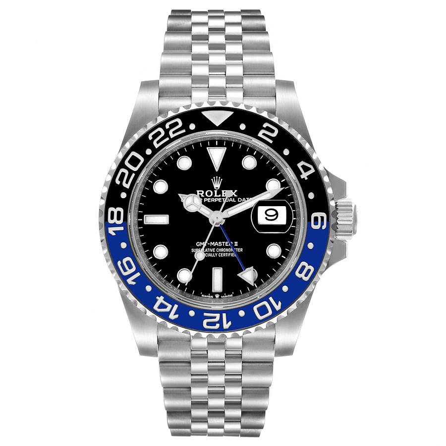 Men's Rolex 40mm GMT Master II "Batman" Stainless Steel Wristwatch w/ Black Dial & Blue / Black Bezel. (Pre-Owned 126710)