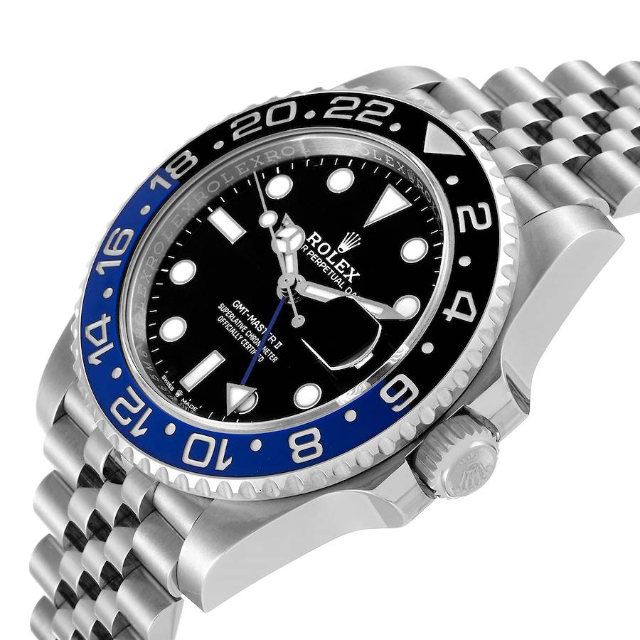 2020 Men's Rolex 40mm GMT Master II "Batman" Stainless Steel Wristwatch w/ Black Dial & Blue / Black Bezel. (Pre-Owned 126710)