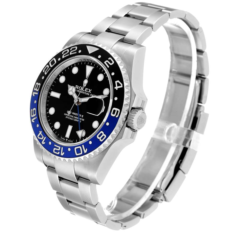 Men's Rolex 40mm GMT Master II "Batman" Stainless Steel Watch with Black Dial and Blue / Black Bezel. (Pre-Owned 126710)