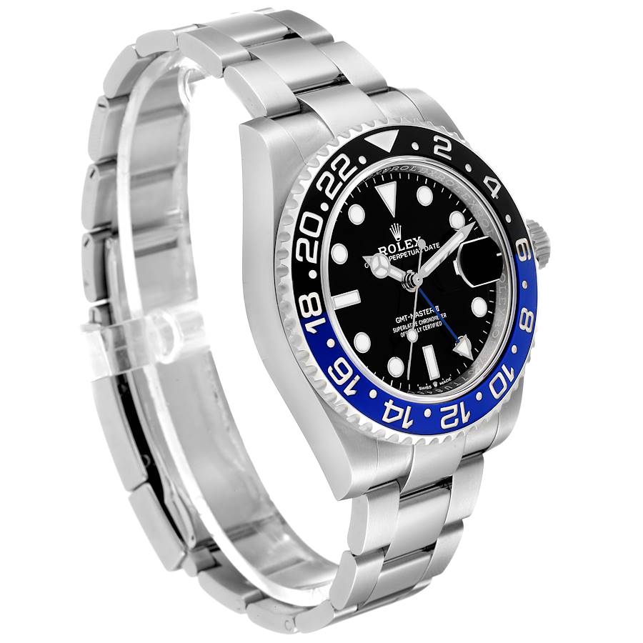 Men's Rolex 40mm GMT Master II "Batman" Stainless Steel Watch with Black Dial and Blue / Black Bezel. (Pre-Owned 126710)