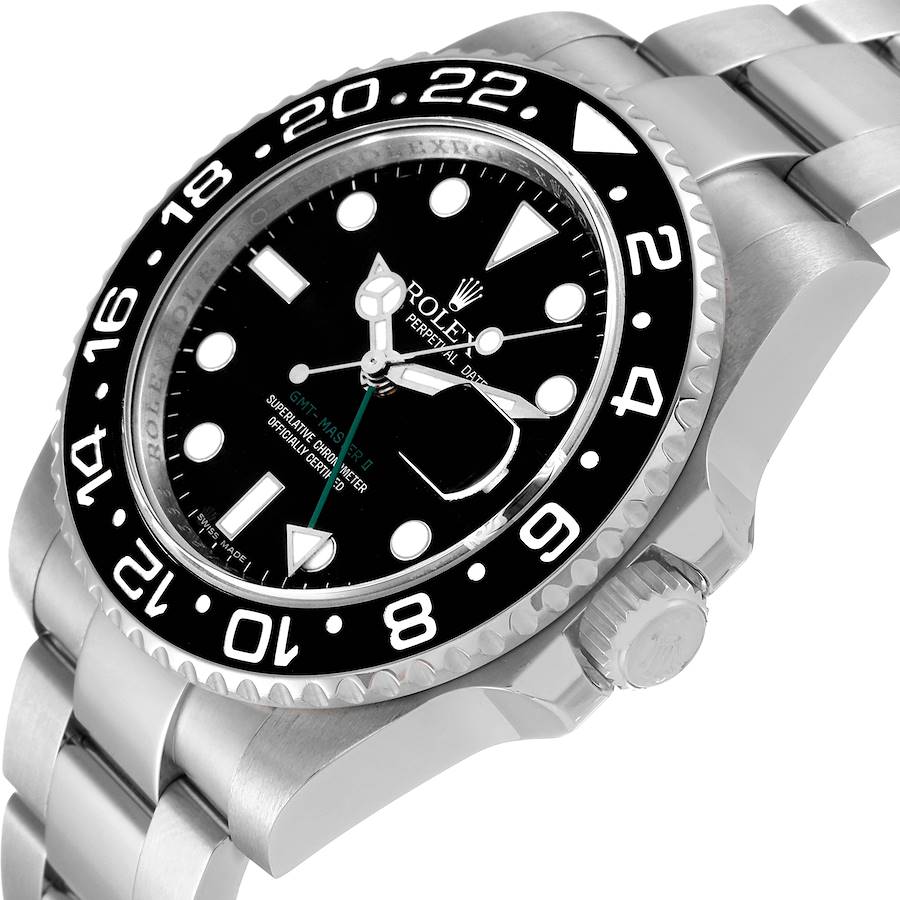 Men's Rolex 40mm GMT Master II Stainless Steel Watch with Black Dial and Black Bezel. (Pre-Owned 116710)