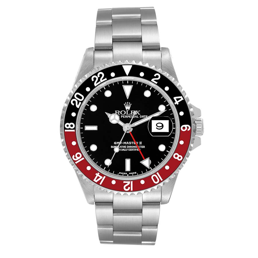 Men's Rolex 40mm GMT Master II Stainless Steel Wristwatch w/ Black Dial & Coke Bezel. (Pre-Owned 16710)