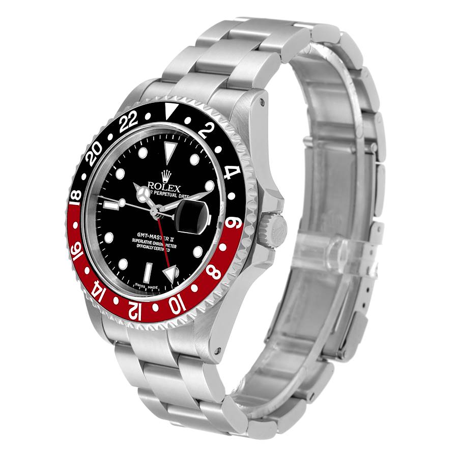 Men's Rolex 40mm GMT Master II Stainless Steel Watch with Black Dial and Coke Bezel. (Pre-Owned 16710)