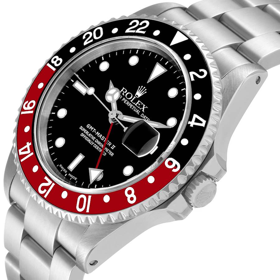 Men's Rolex 40mm GMT Master II Stainless Steel Watch with Black Dial and Coke Bezel. (Pre-Owned 16710)