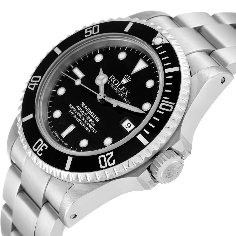 Men's Rolex 40mm Sea-Dweller Stainless Steel Oyster Perpetual Watch with Black Dial and Black Bezel. (Pre-Owned 16600)