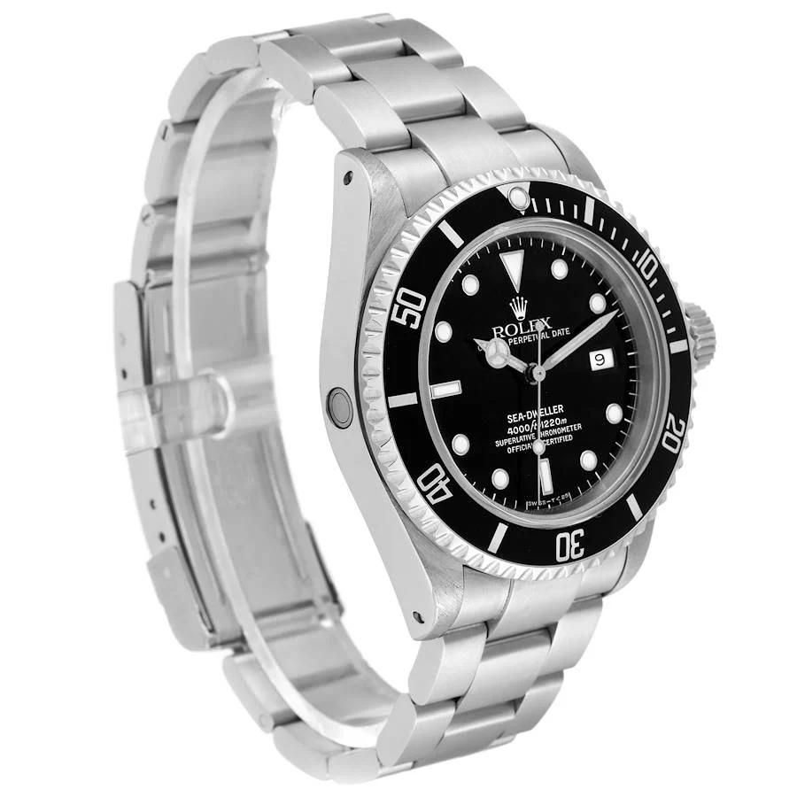 Men's Rolex 40mm Sea-Dweller Stainless Steel Oyster Perpetual Watch with Black Dial and Black Bezel. (Pre-Owned 16600)