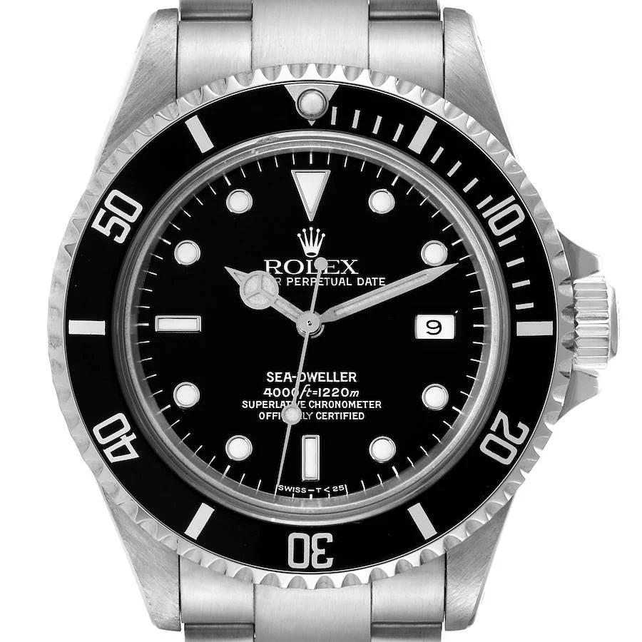 Men's Rolex 40mm Sea-Dweller Stainless Steel Oyster Perpetual Watch with Black Dial and Black Bezel. (Pre-Owned 16600)