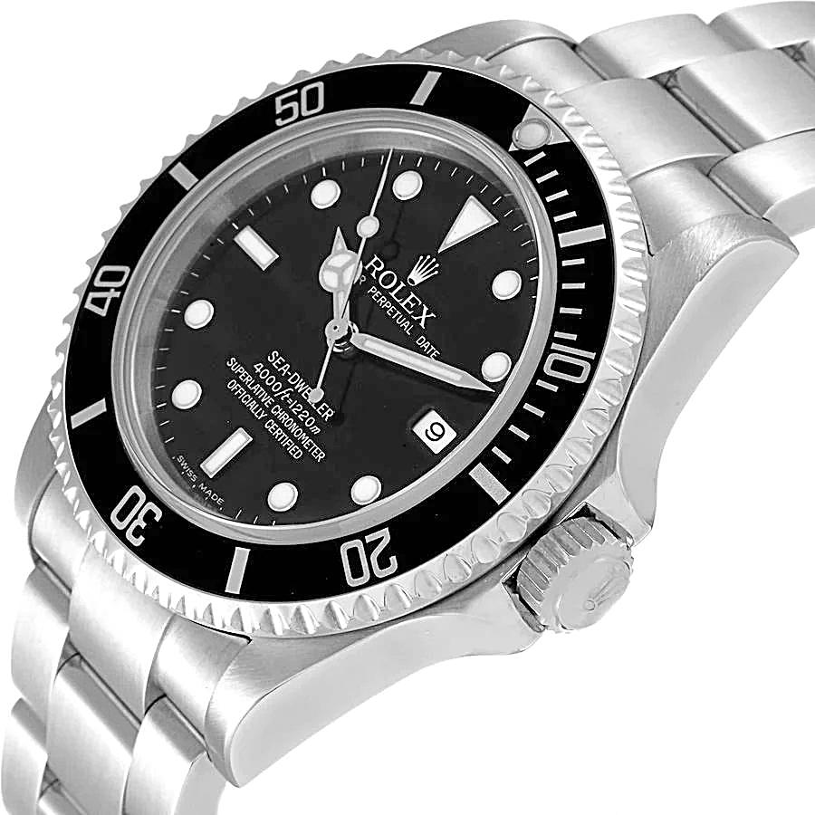 Men's Rolex 40mm Sea-Dweller Stainless Steel Oyster Perpetual Watch with Black Dial and Black Bezel. (Pre-Owned 16600)